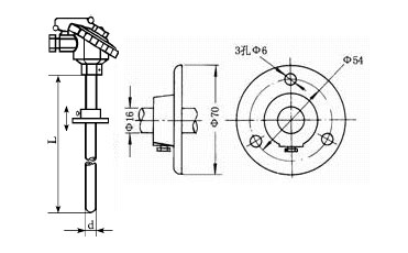 活动法兰安装整体钻孔热电阻