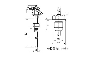 固定螺纹安装整体钻孔热电阻