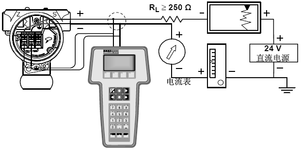 智能仪表与HART手操器接线示意图