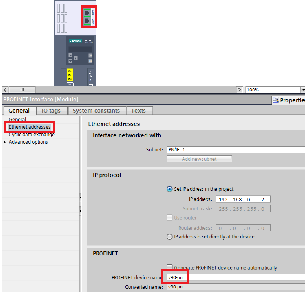 V90 PN的IP地址和Profinet Device Name的设置