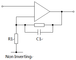 采用运算放大器的一阶低通滤波器