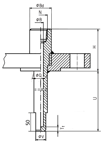 固定法兰整体钻孔缩径式直形套