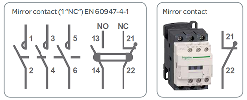 常规接触器上的镜像触点