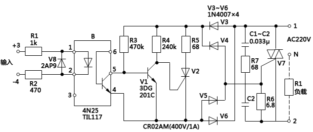 分离元件组装单相固态继电器的电路