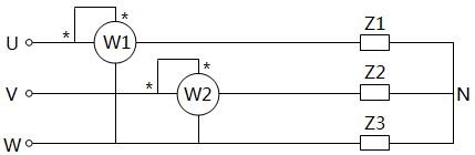 三相三线制负载星形联接