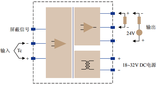 连续热电偶高阻抗温度变送器电气原理与接线