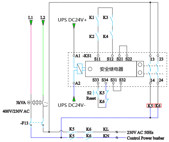 改后安全继电器接线图