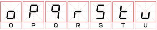 岛电温控器数码字形对照表(字母O~U)