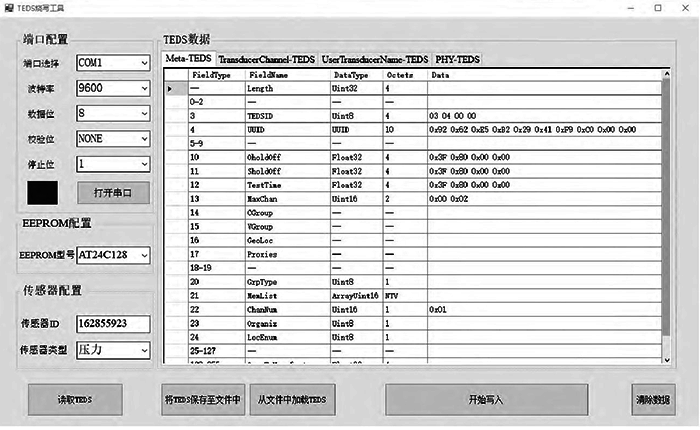 智能传感器TEDS配置界面